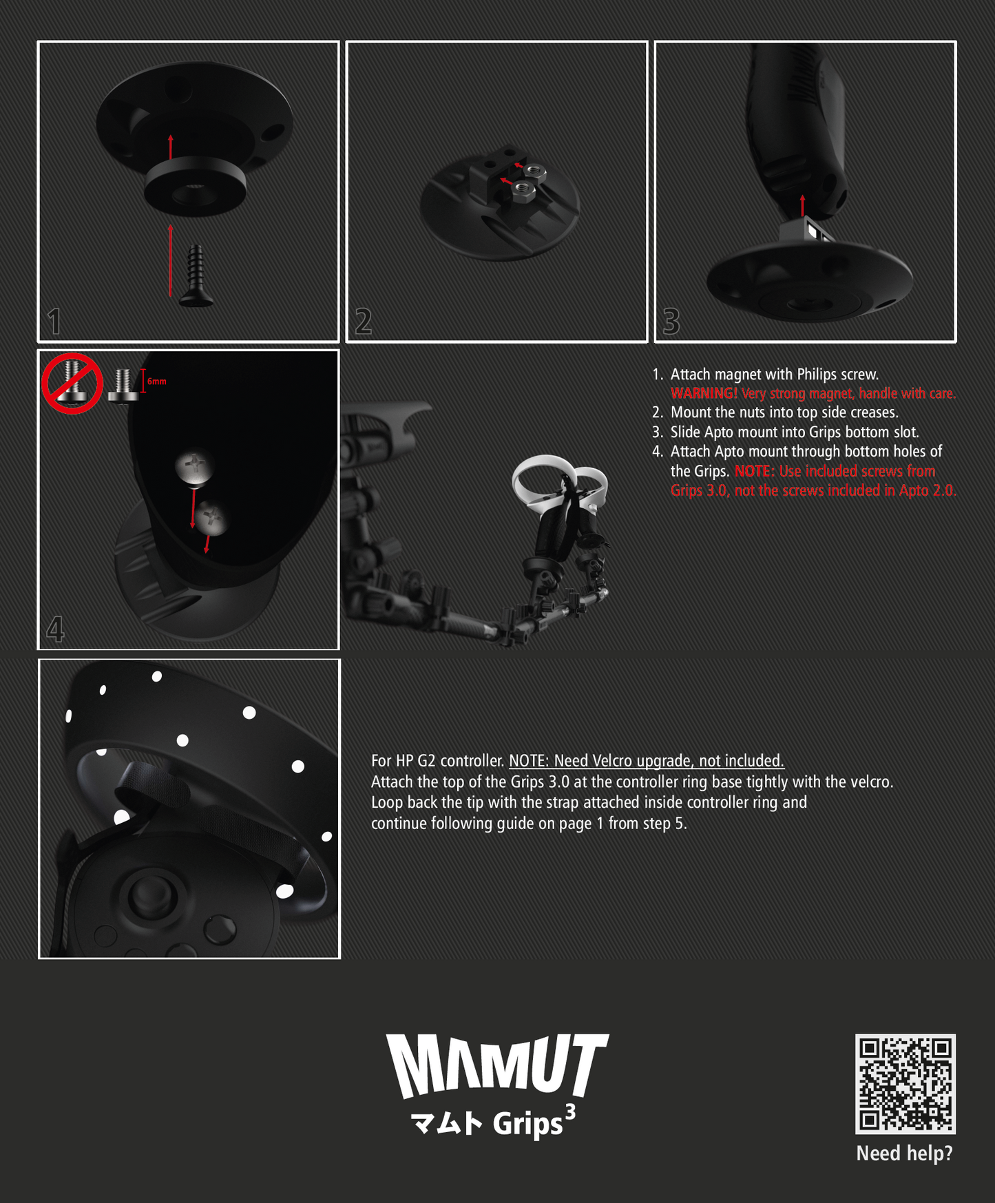 Mamut Grips³ inc velcro for HPG2